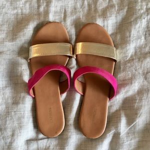 EXPRESS two-strap flat sandals, size 9
